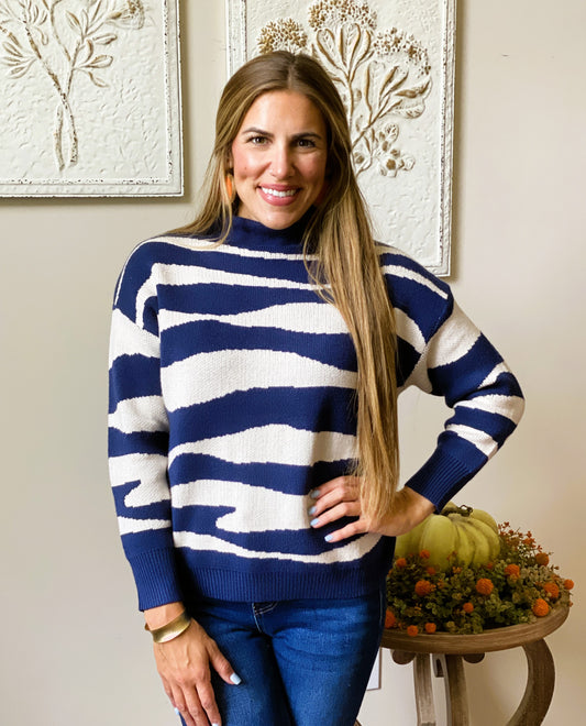 Blue Zebra Sweater